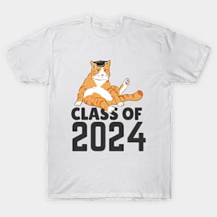 Funny  class of 2024 senior graduation 2024   cat T-Shirt